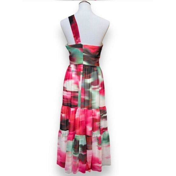 NEW Badgley Mischka Belle Remi Georgette One Strap Midi Dress Size NWT 0 2 4 6 8 - Picture 3 of 5